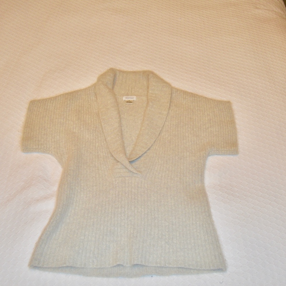 Barneys Silk Angora Open Neck Sweater Tee